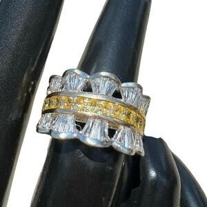 Elegant 14K White Gold & CZ 3 Row Ring CUSTOM MADE